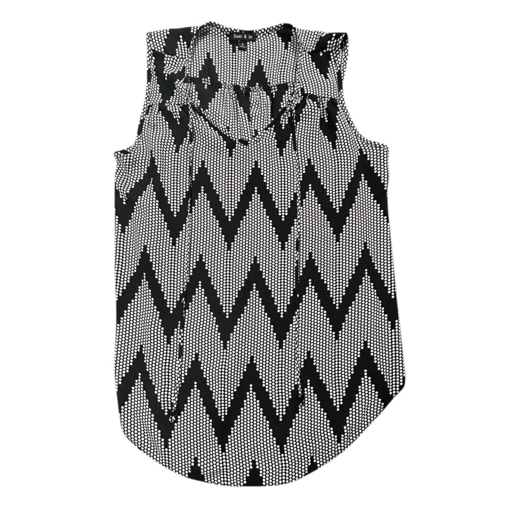 Sami & Jo Tank Top Womens Size M Black and White Blouse Lightweight Relaxed Fit - Picture 9 of 10